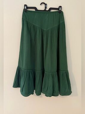 Aerie Tiered Ruffled Boho Skirt Green Sz XS